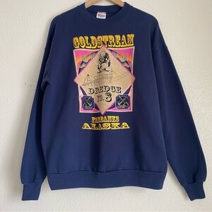 Vintage Fairbanks Alaska Goldstream puff print graphic crewneck sweatshirt